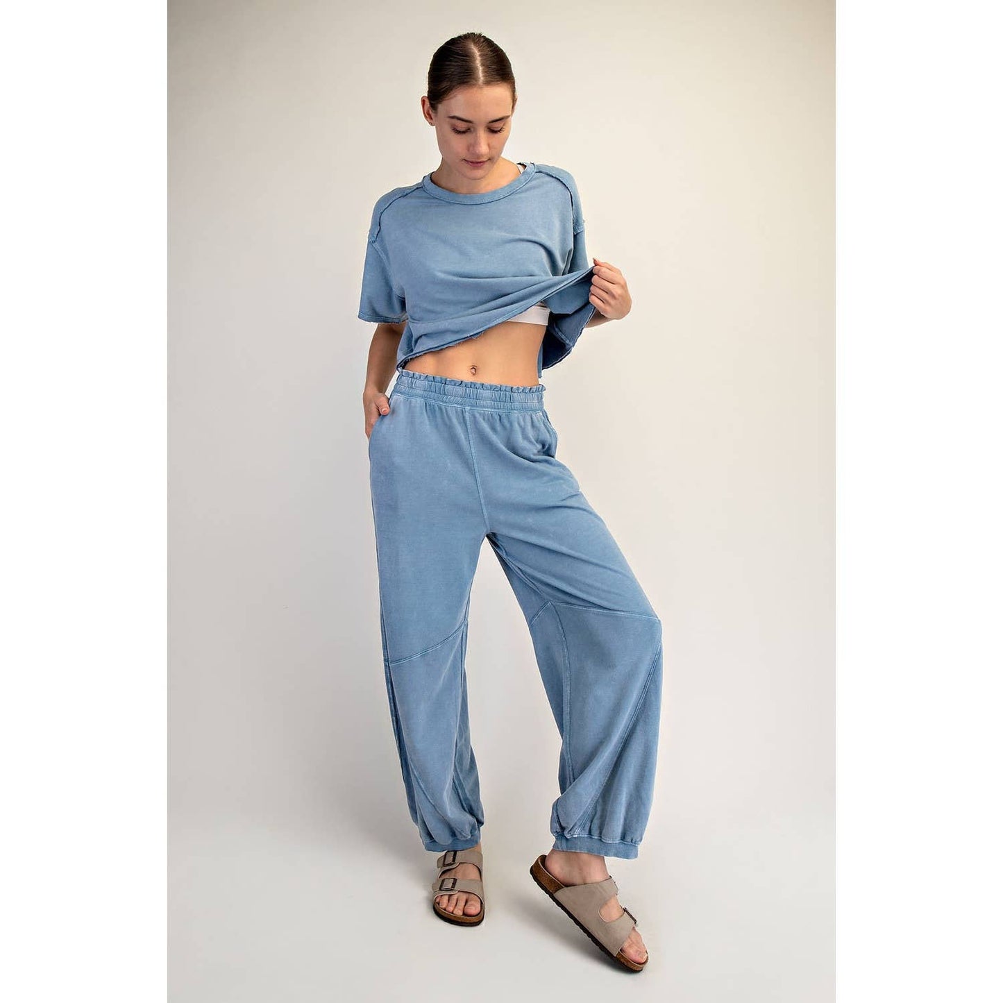 MINERAL WASHED TERRY BUTTER JOGGER PANTS