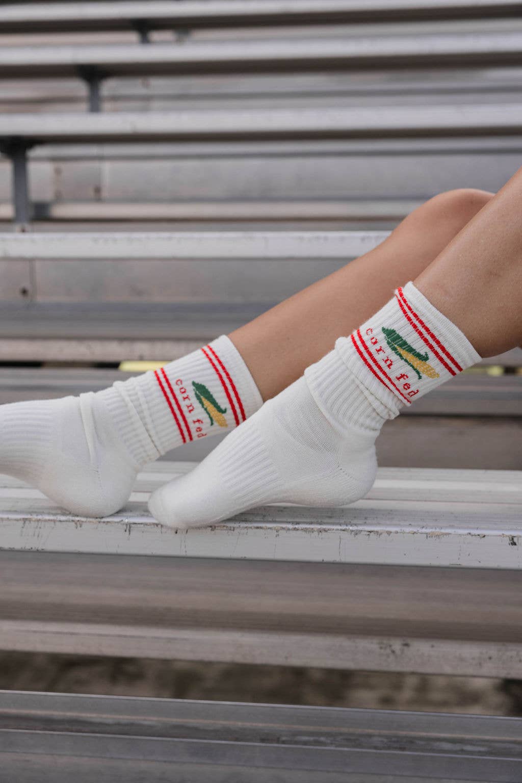 Corn Fed Crew Socks: Cream / One Size
