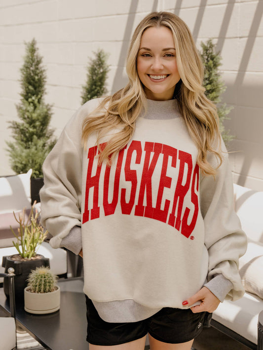Nebraska Huskers Tall Boy Reversible Mock Neck Sweatshirt: S/M