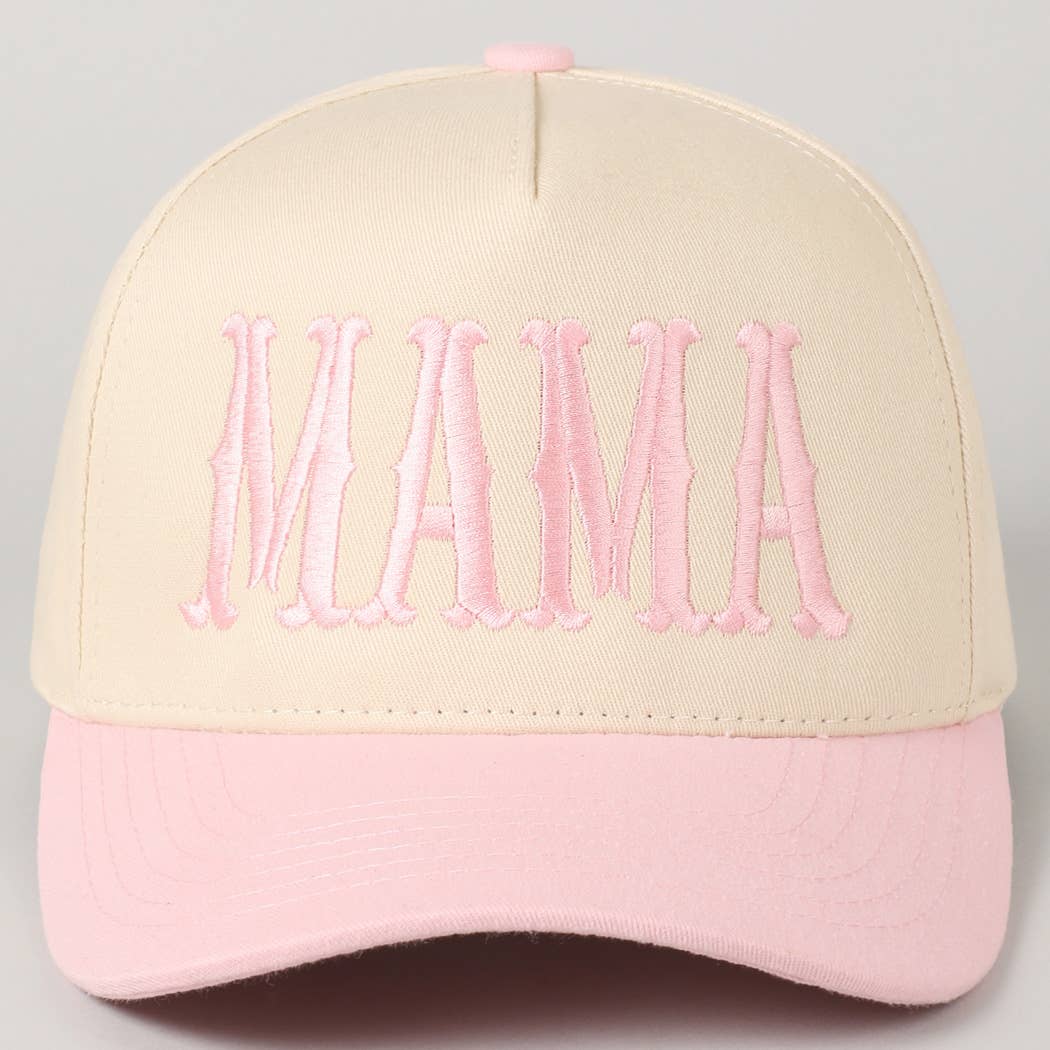 MAMA Typographic Design Embroidery Baseball Cap: Beige / ONE SIZE