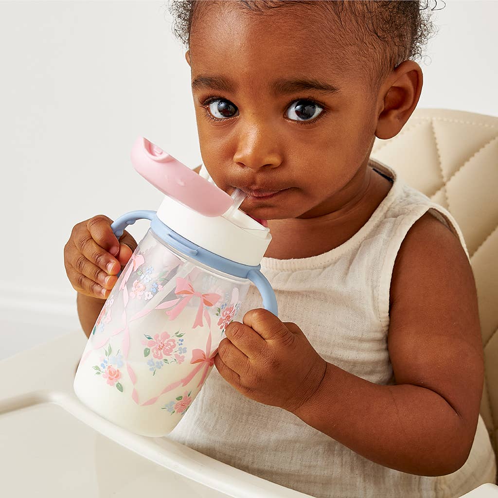 *NEW* Itzy Sips™ - Straw Cup With Snap-Close Lid: Ribbons & Roses