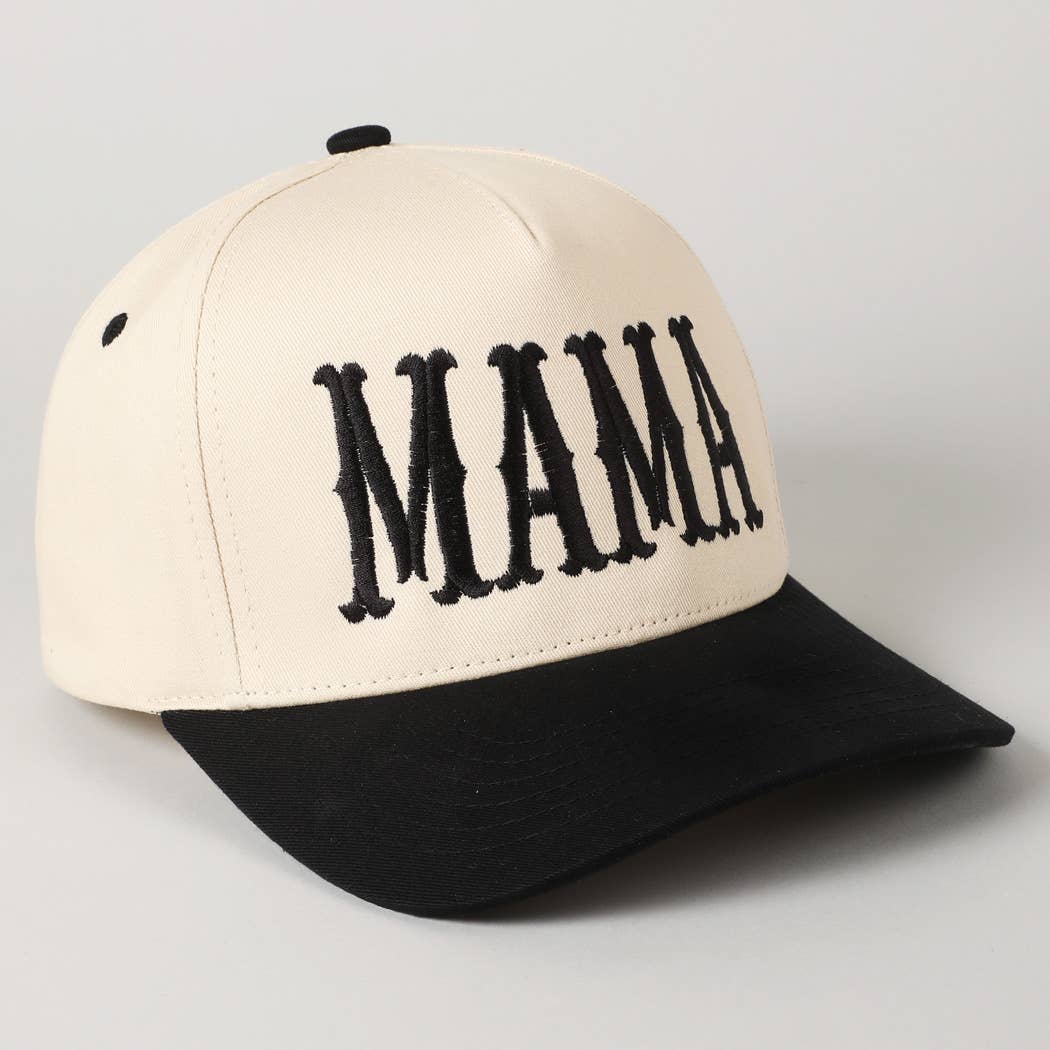 MAMA Typographic Design Embroidery Baseball Cap: Beige / ONE SIZE
