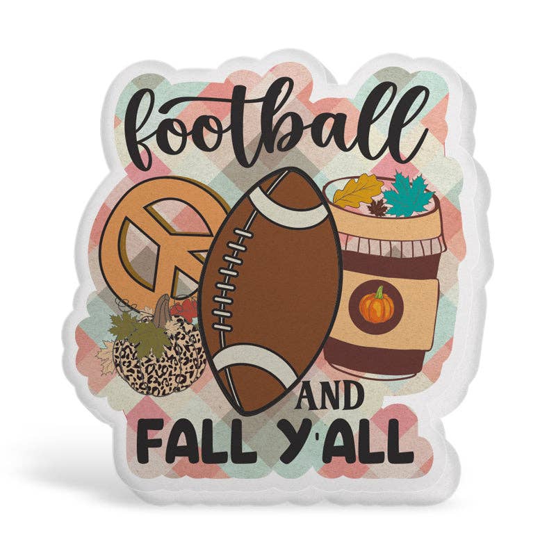 Football and Fall Y'all Acrylic: ATTACHED to badge reel (Non-Interchangeable)
