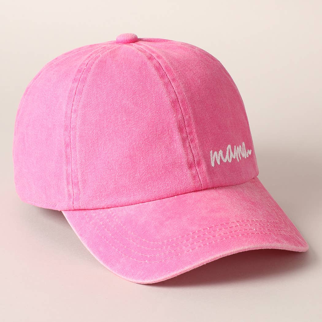 Mama Letters Embroidered Baseball Cap: HOT PINK / ONE SIZE