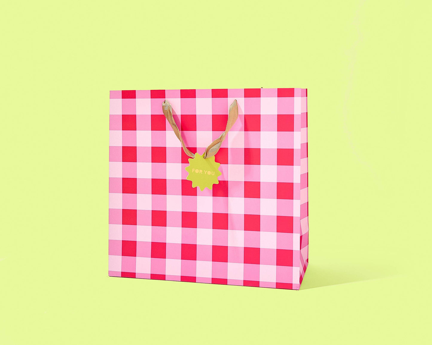 Red + Pink Gingham Gift Bag