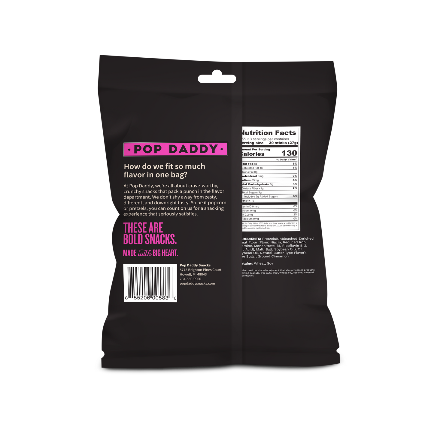 Pop Daddy – Cinnamon Sugar Seasoned Pretzels 3.0oz