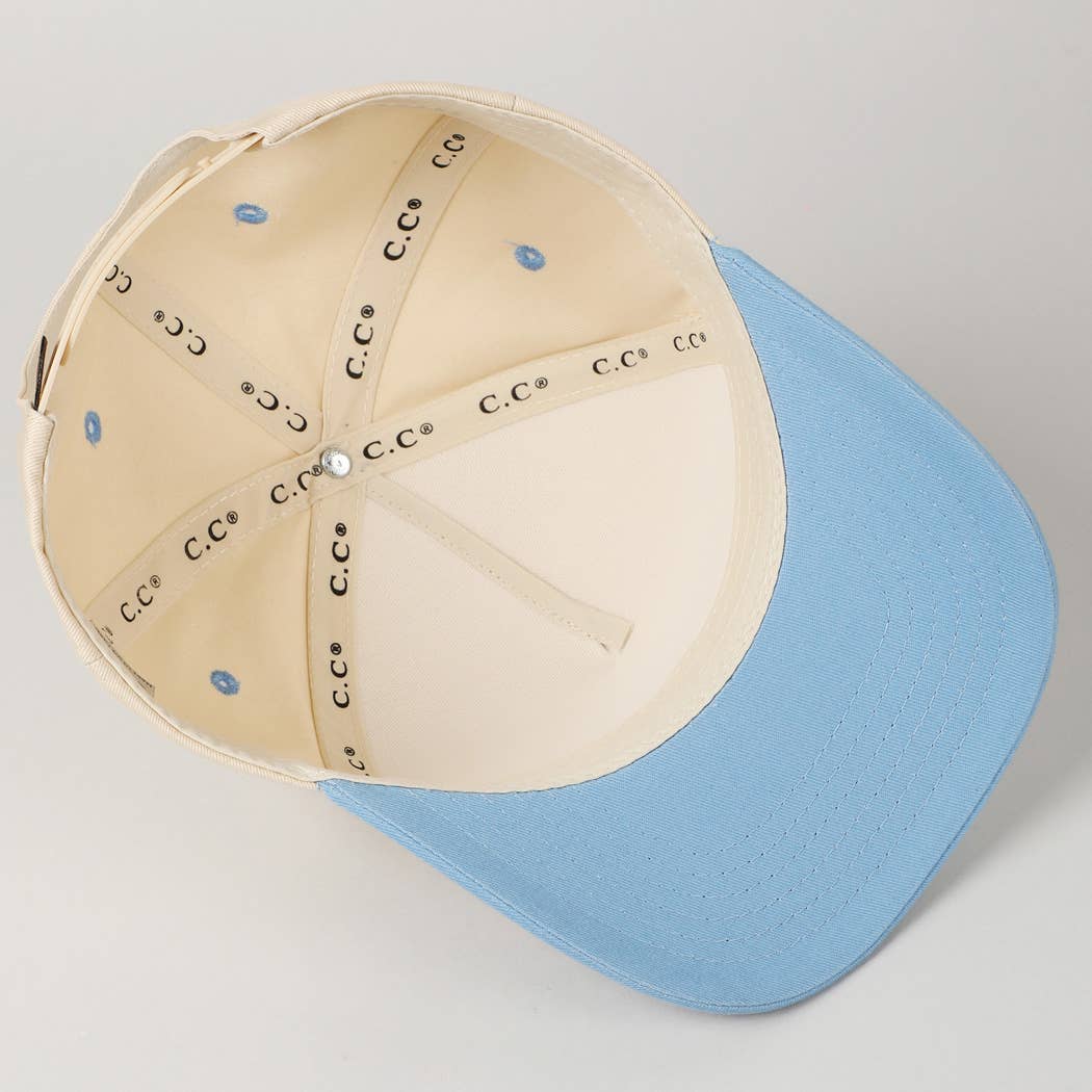 Kids Plain Two Tone Canvas Cotton Baseball Cap : Red / ONE SIZE