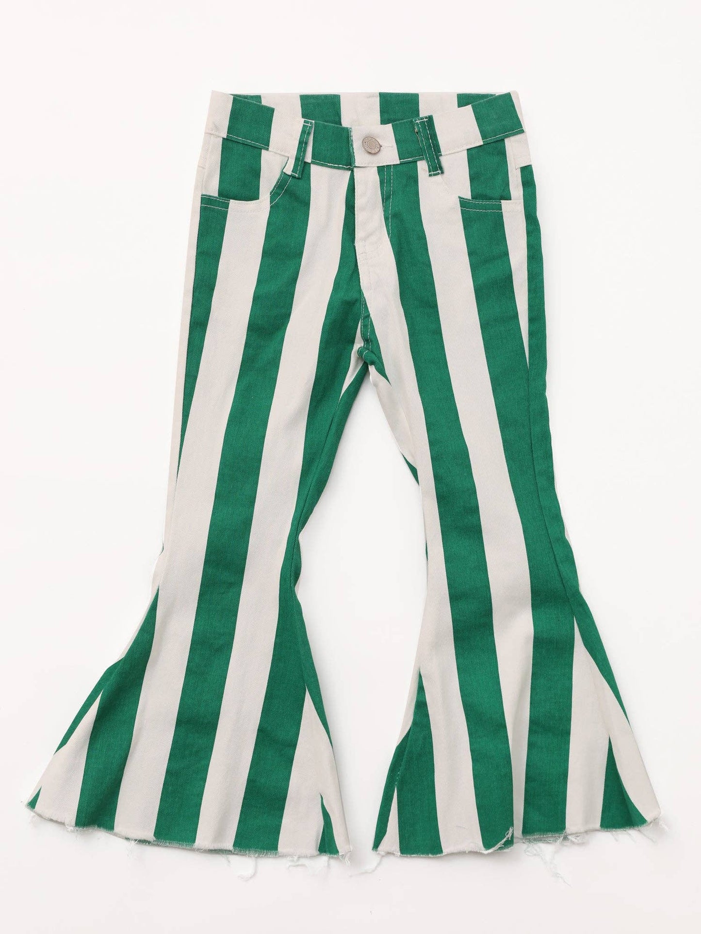 Baby Girls Green Stripe Flare Jeans