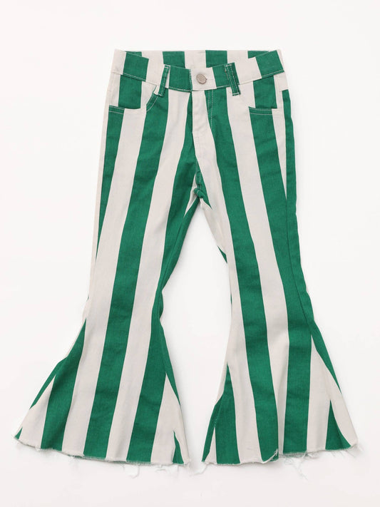 Baby Girls Green Stripe Flare Jeans