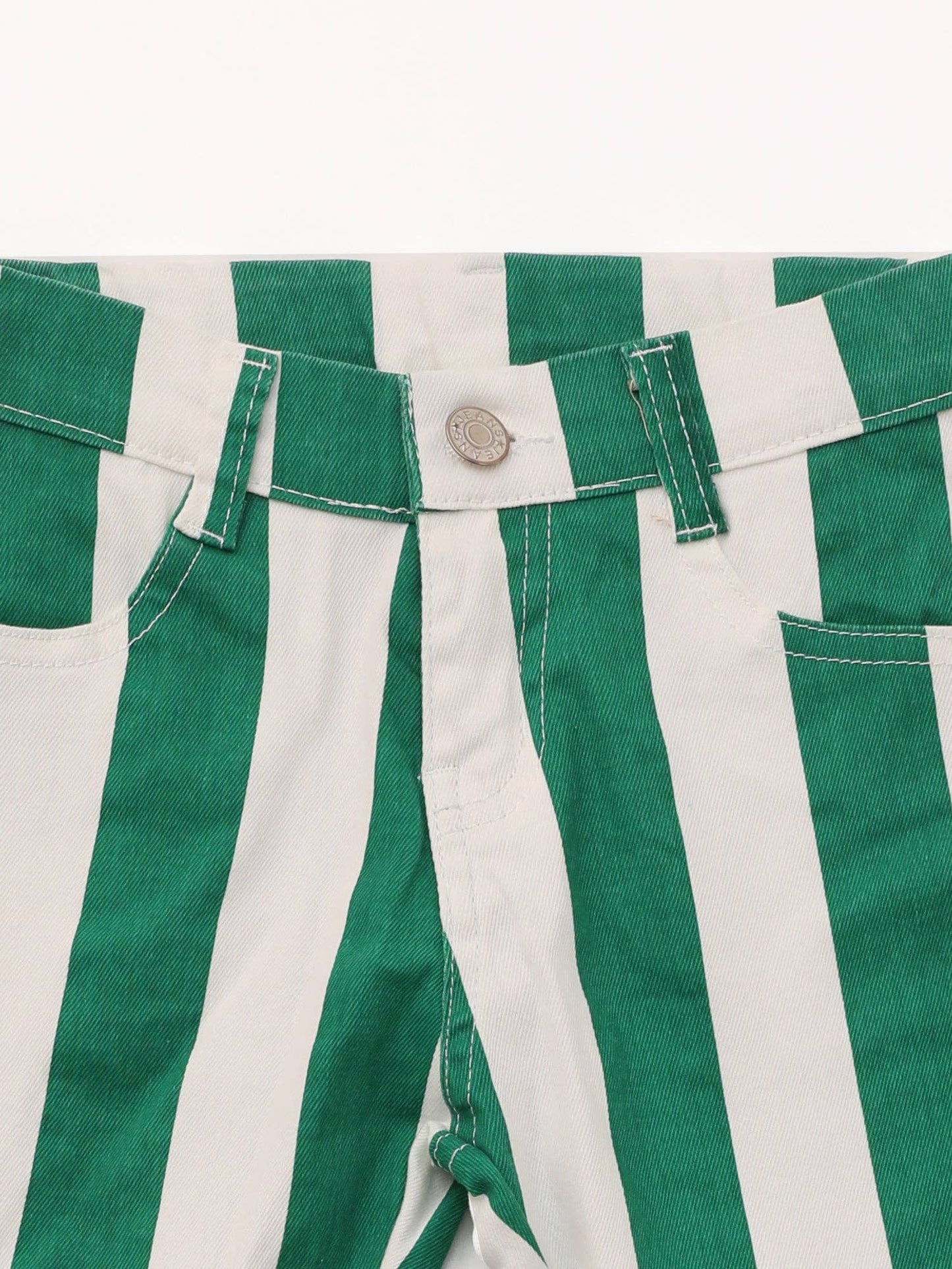 Baby Girls Green Stripe Flare Jeans