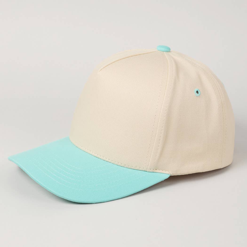 Kids Plain Two Tone Canvas Cotton Baseball Cap : Red / ONE SIZE