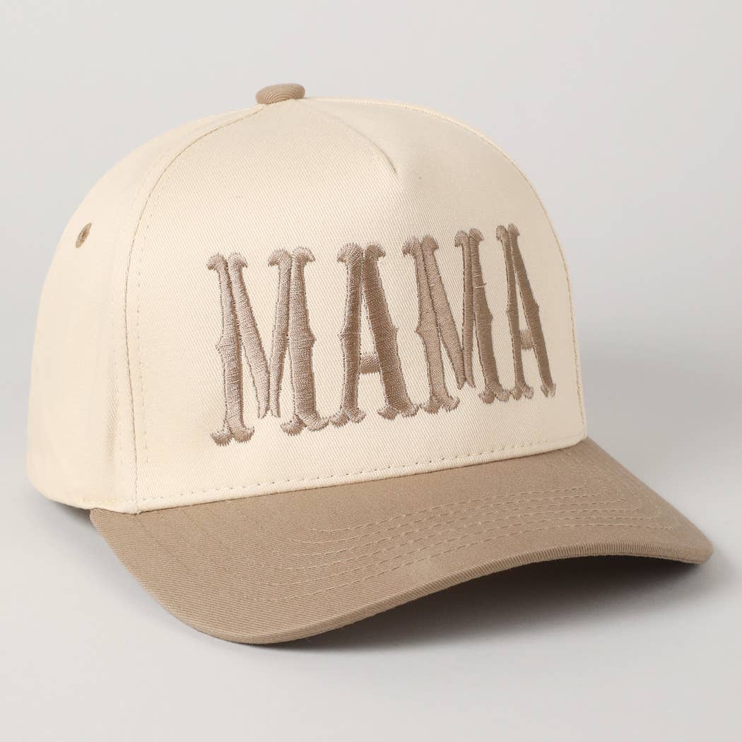MAMA Typographic Design Embroidery Baseball Cap: Beige / ONE SIZE