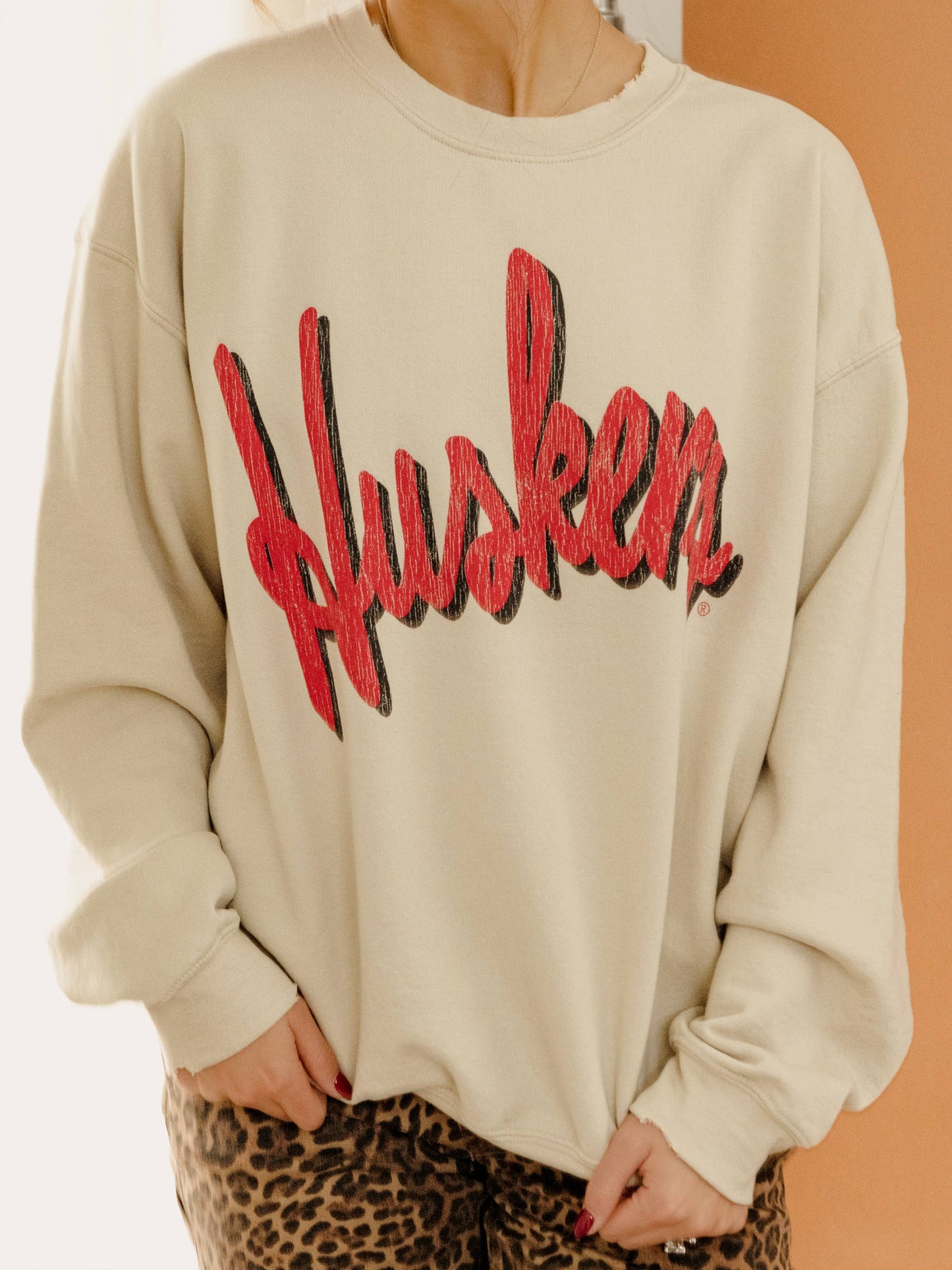 Nebraska Huskers Barbie Sand Thrifted Sweatshirt: 2XL