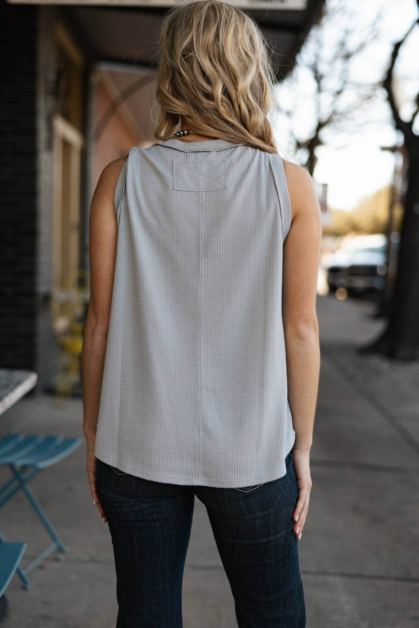 Round Neck Tank Top: Pearl Grey