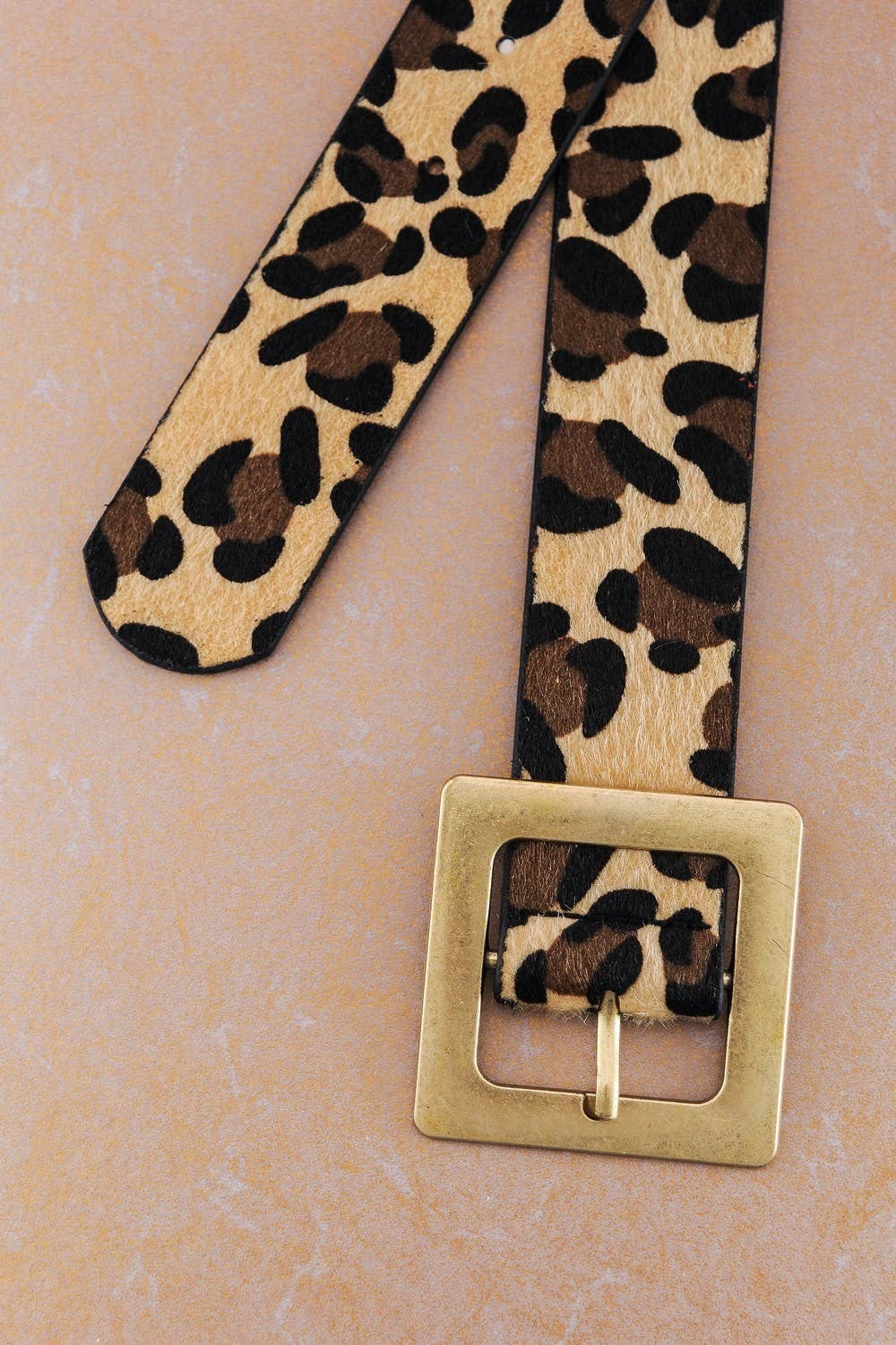 CLASSIC OVERSIZED SQUARE BUCKLE BELTS: CHEETAH BEIGE
