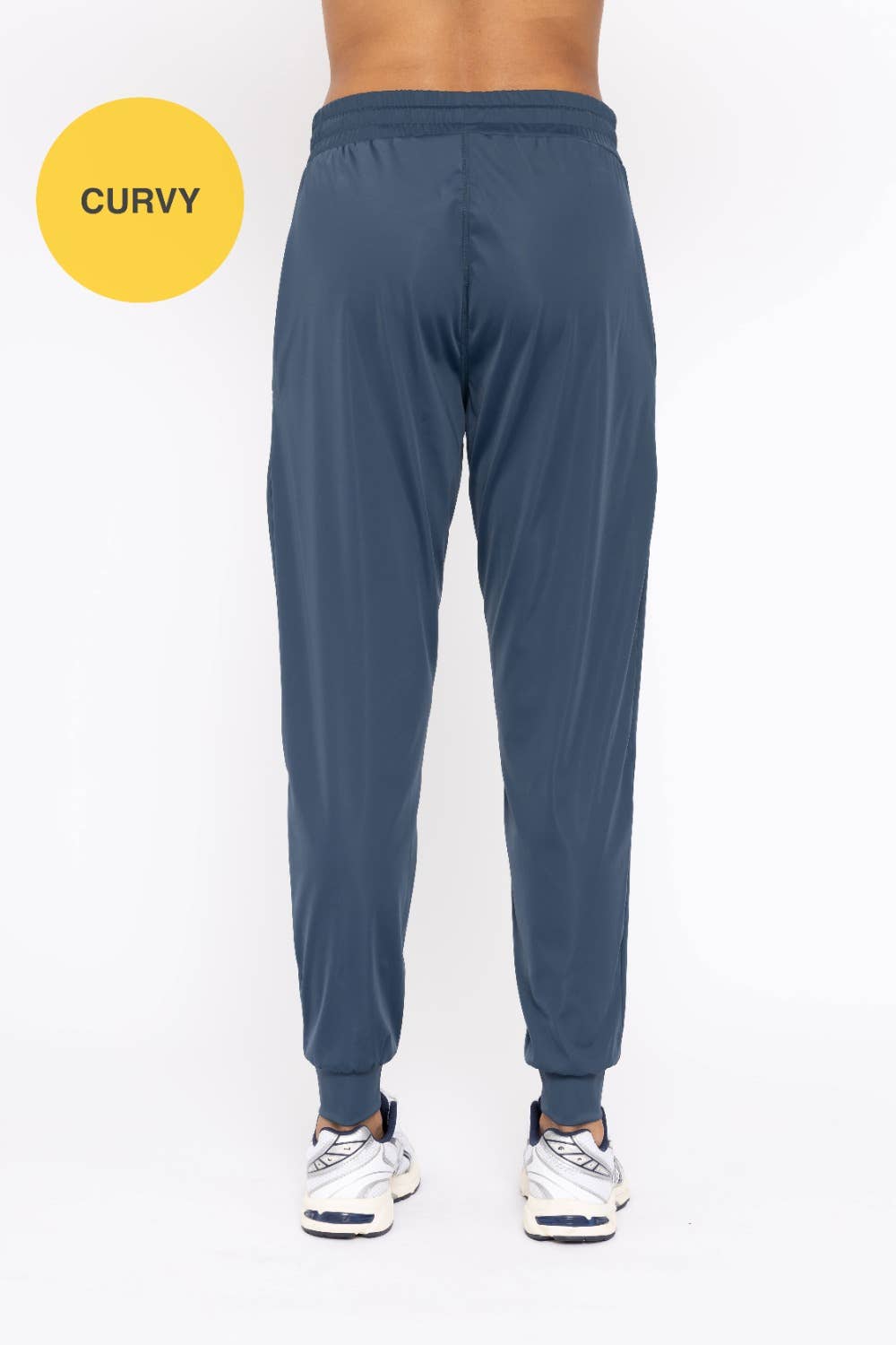 CURVY Solid Pleated Front Joggers: MIDNIGHT NAVY