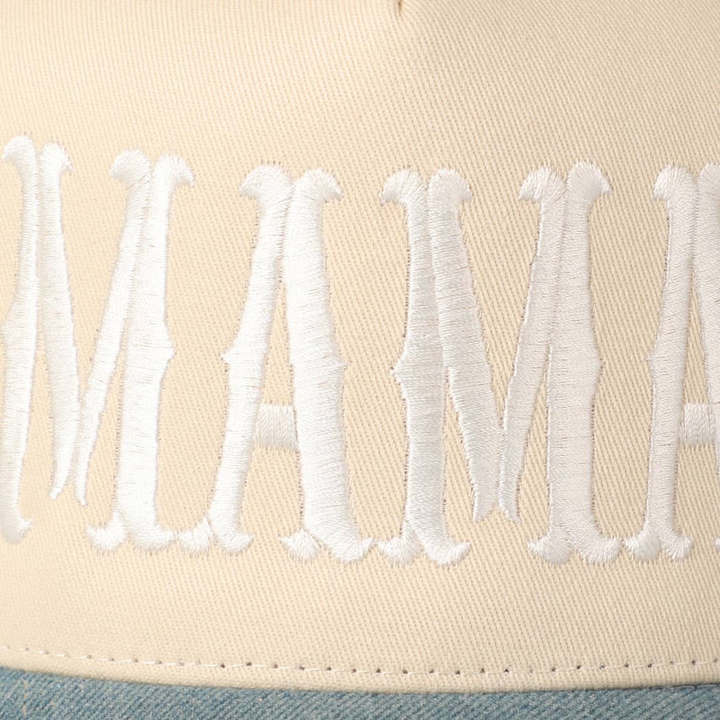 MAMA Typographic Design Embroidery Baseball Cap: Beige / ONE SIZE