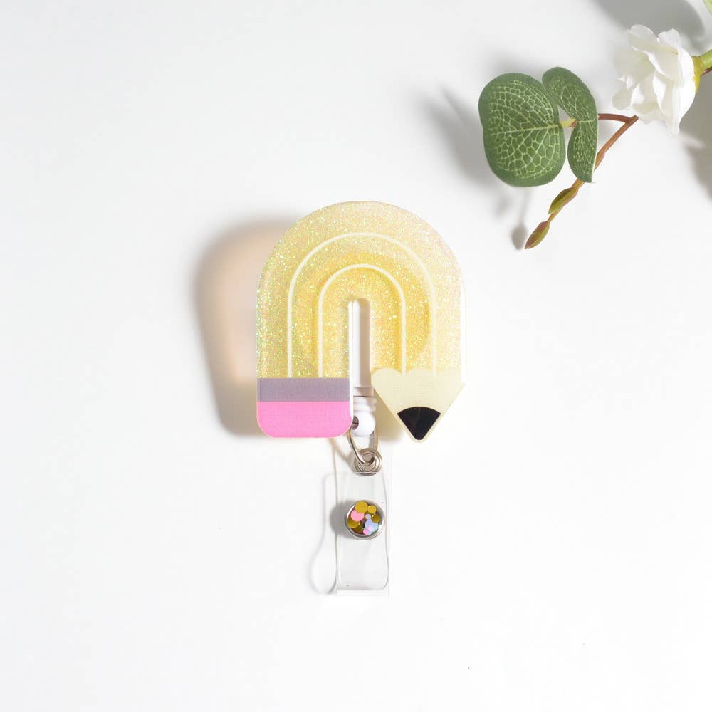 Glitterific Badge Reel Pencil
