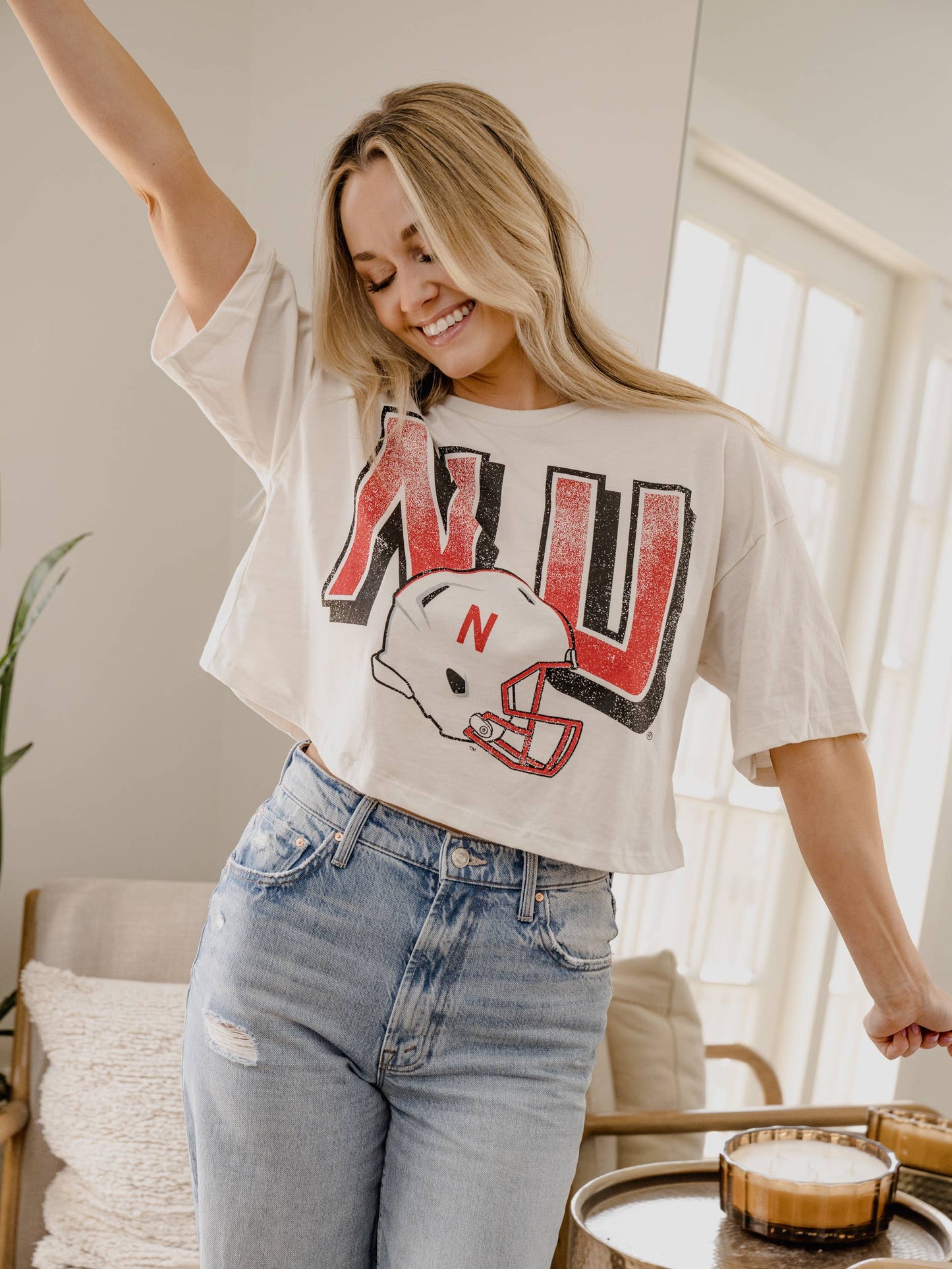 Nebraska Helmet Crop Tee