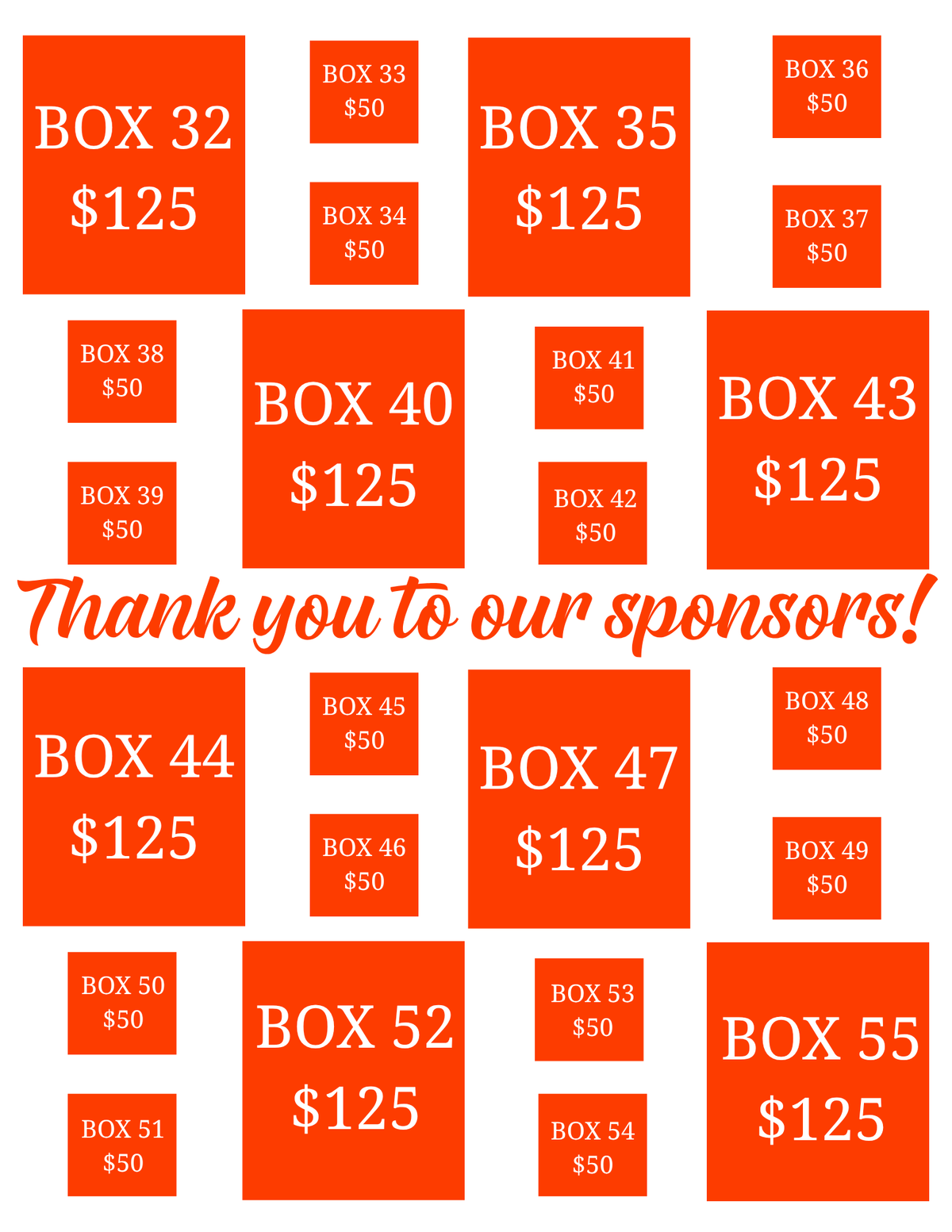 Winter Sports Program Sponsor Boxes