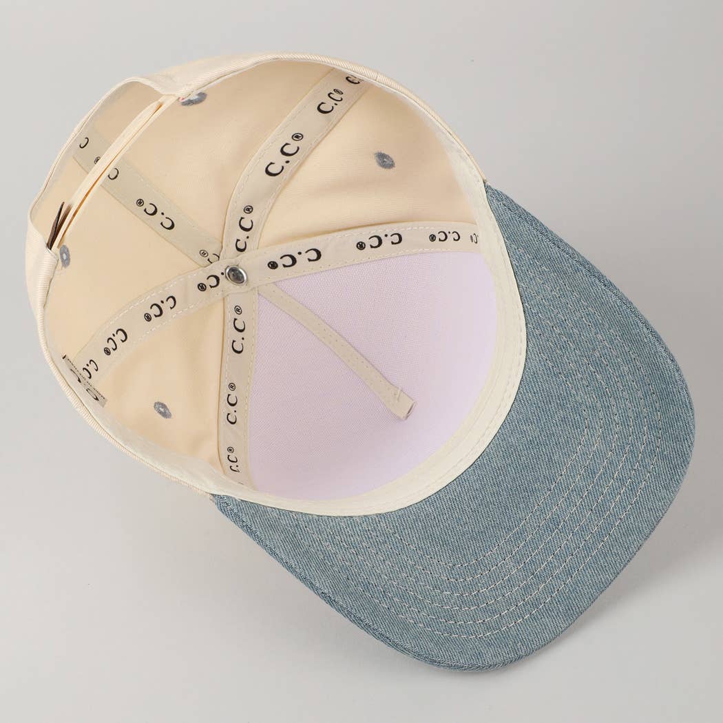 Kids Plain Two Tone Canvas Cotton Baseball Cap : Red / ONE SIZE