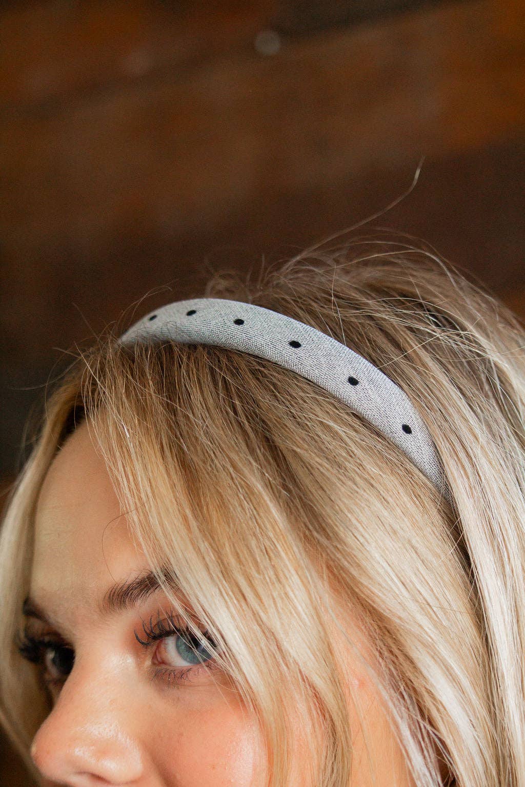 Pin Dotted Headband: Grey
