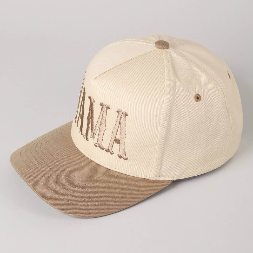 MAMA Typographic Design Embroidery Baseball Cap: Beige / ONE SIZE