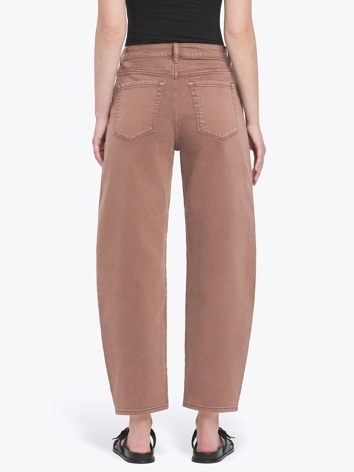 SUPER HIGH RISE BROWN SLIM BARREL JEANS