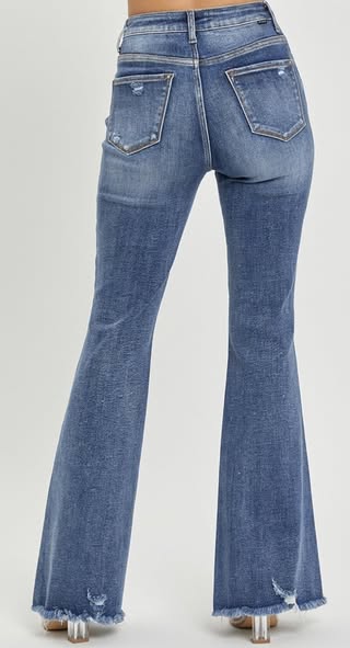 HR Distressed Flare Jeans