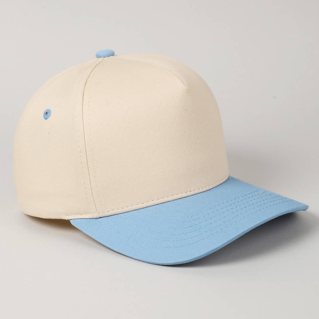 Kids Plain Two Tone Canvas Cotton Baseball Cap : Red / ONE SIZE