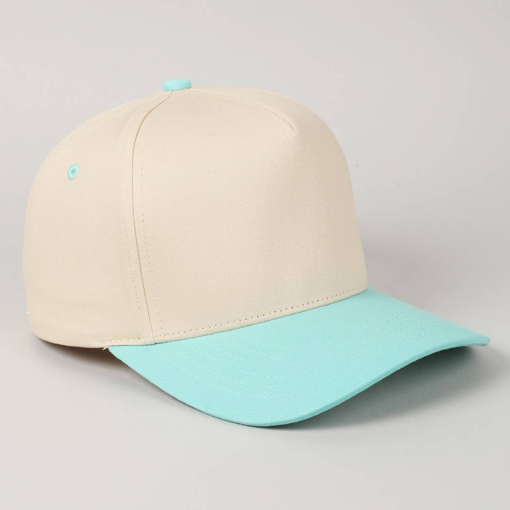 Kids Plain Two Tone Canvas Cotton Baseball Cap : Red / ONE SIZE