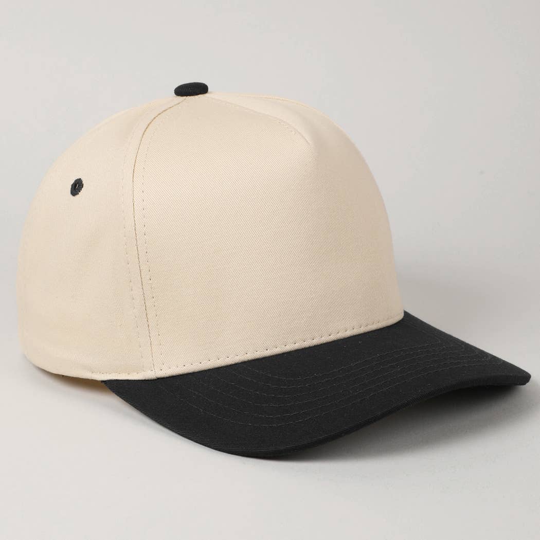 Kids Plain Two Tone Canvas Cotton Baseball Cap : Red / ONE SIZE