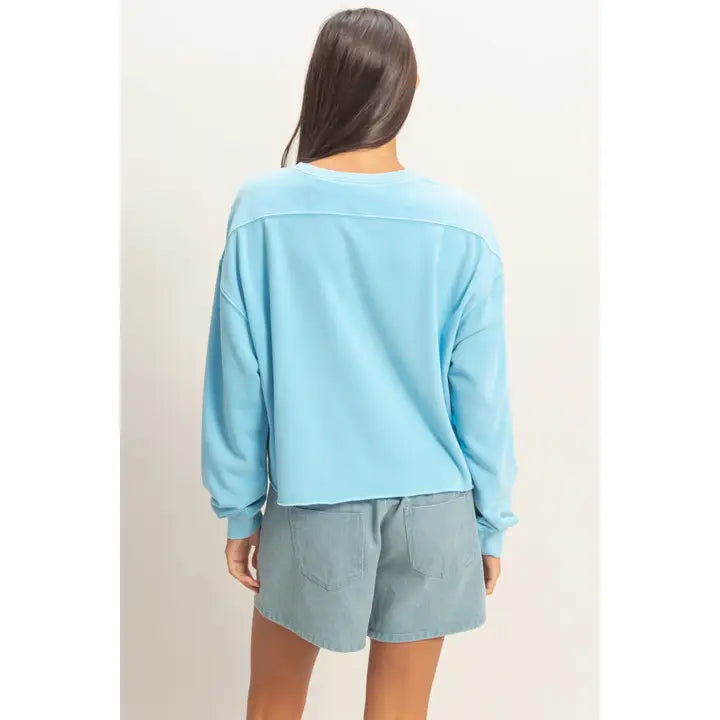 Cropped Mineral Wash Sweatshirt