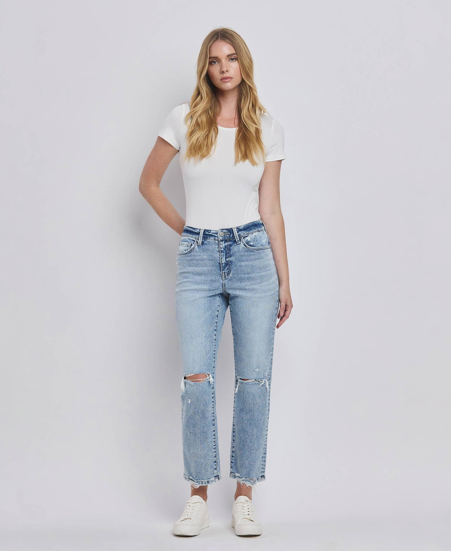 Flying Monkey HIGH RISE DISTRESSED STRAIGHT JEANS