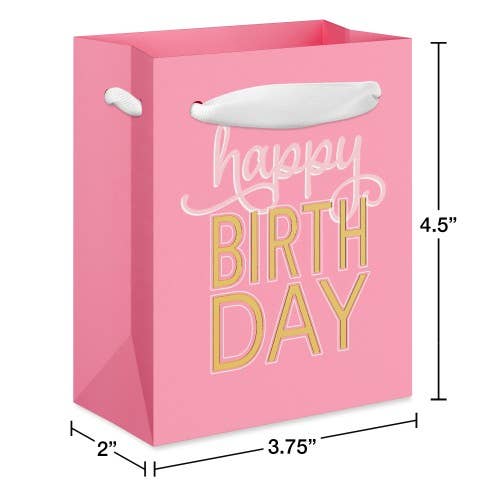 Mini Birthday Gift Bag-Happy Birthday On Pink