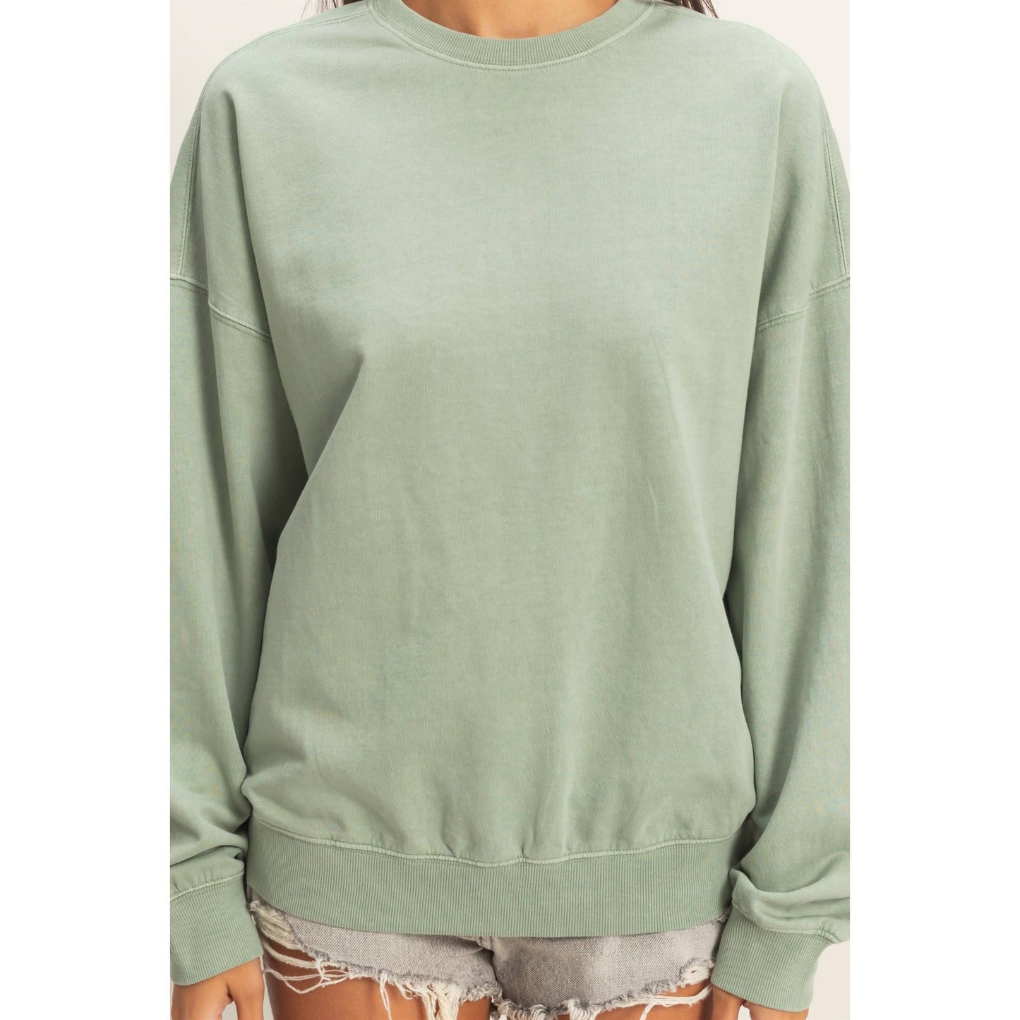 Ribbed Crew Neck Sweatshirt