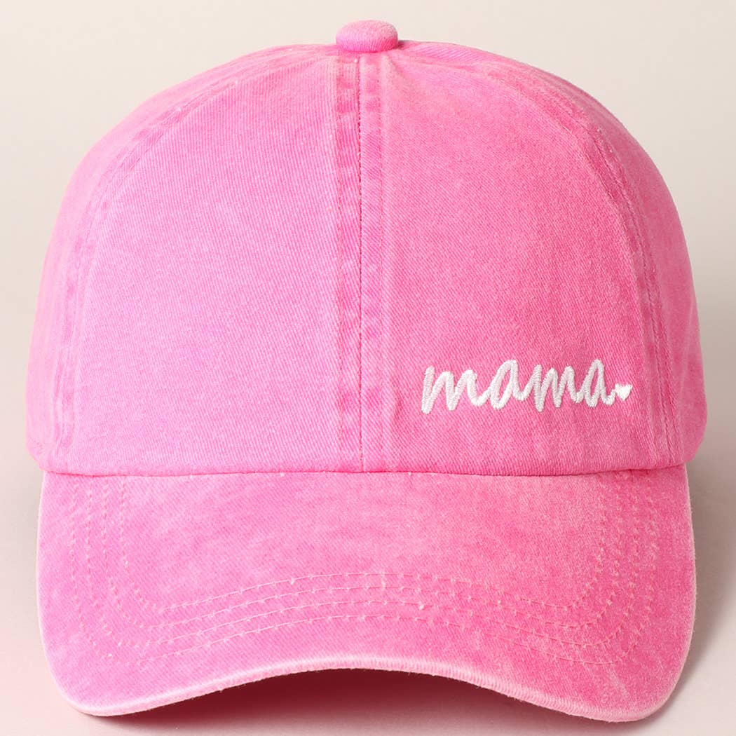 Mama Letters Embroidered Baseball Cap: HOT PINK / ONE SIZE