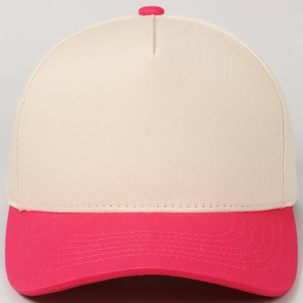 Kids Plain Two Tone Canvas Cotton Baseball Cap : Red / ONE SIZE