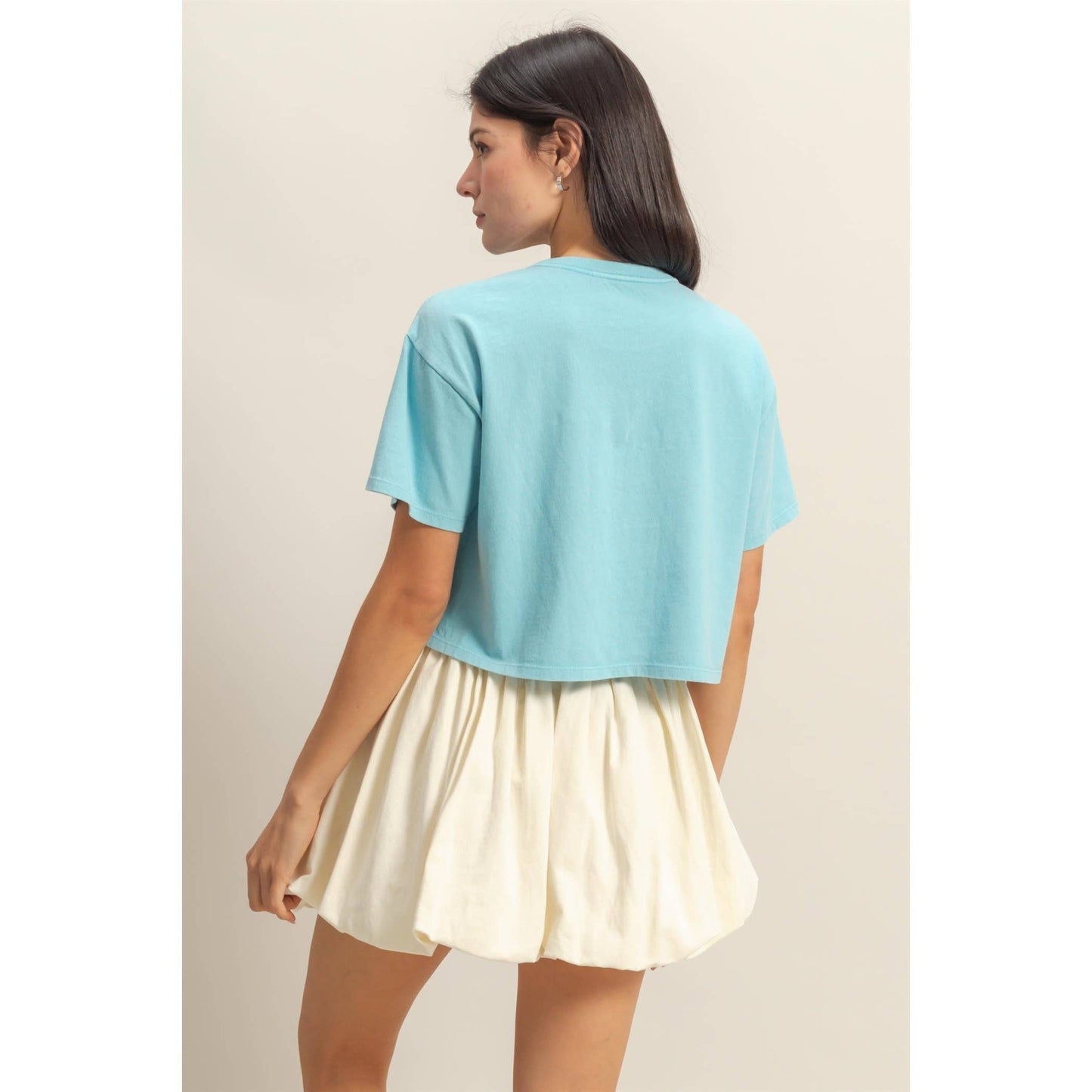 Cropped T Shirt: AQUA BLUE