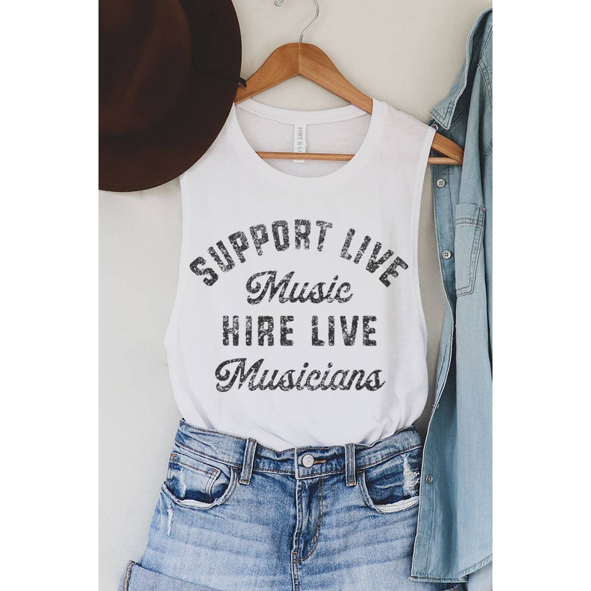 SUPPORT LIVE MUSIC GRAPHIC TANK TOP