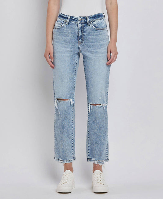 Flying Monkey HIGH RISE DISTRESSED STRAIGHT JEANS