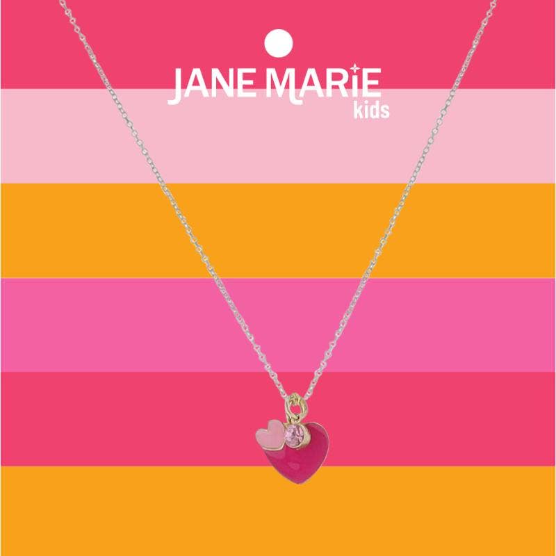 Kids Gold Necklace W/ Pink Hearts
