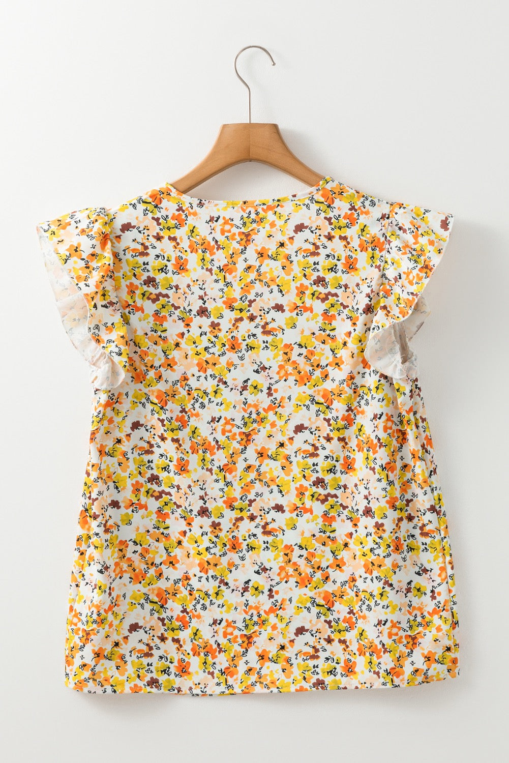 Floral Ruffled V-Neck Tank Top