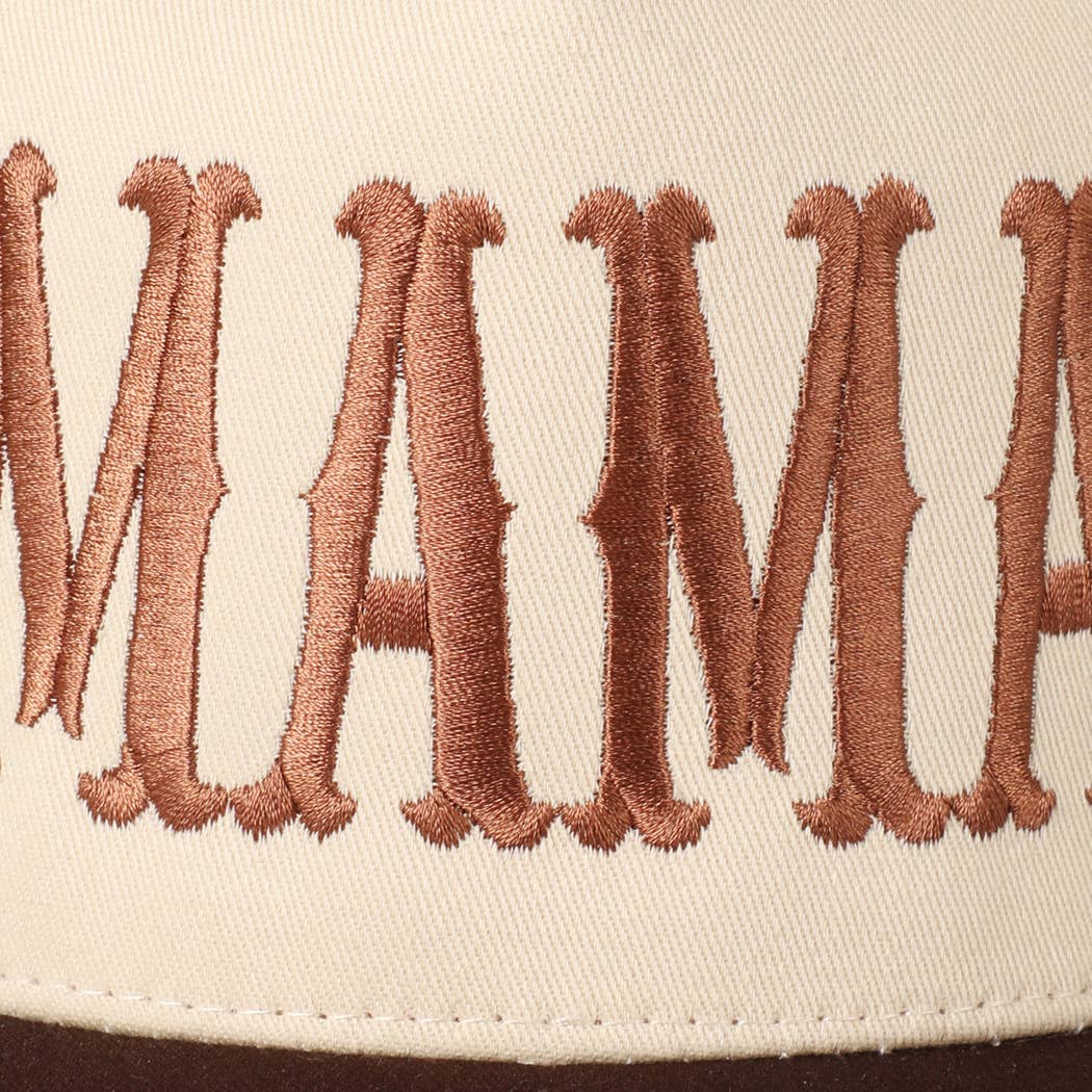MAMA Typographic Design Embroidery Baseball Cap: Beige / ONE SIZE