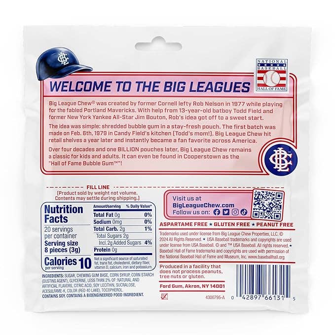 Big League Chew Punch Out Pink Lemonade Gum, 12ct Pouches