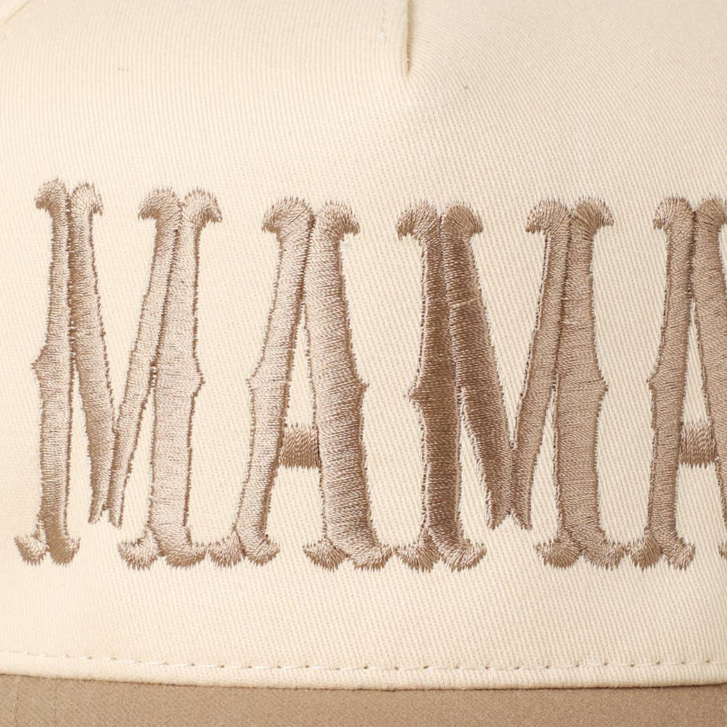 MAMA Typographic Design Embroidery Baseball Cap: Beige / ONE SIZE