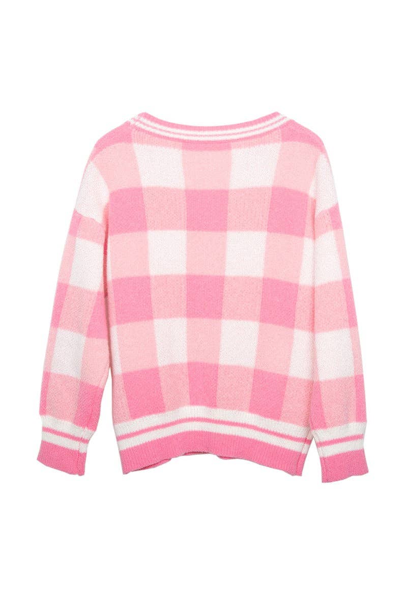 Open Front Plaid Cardigan