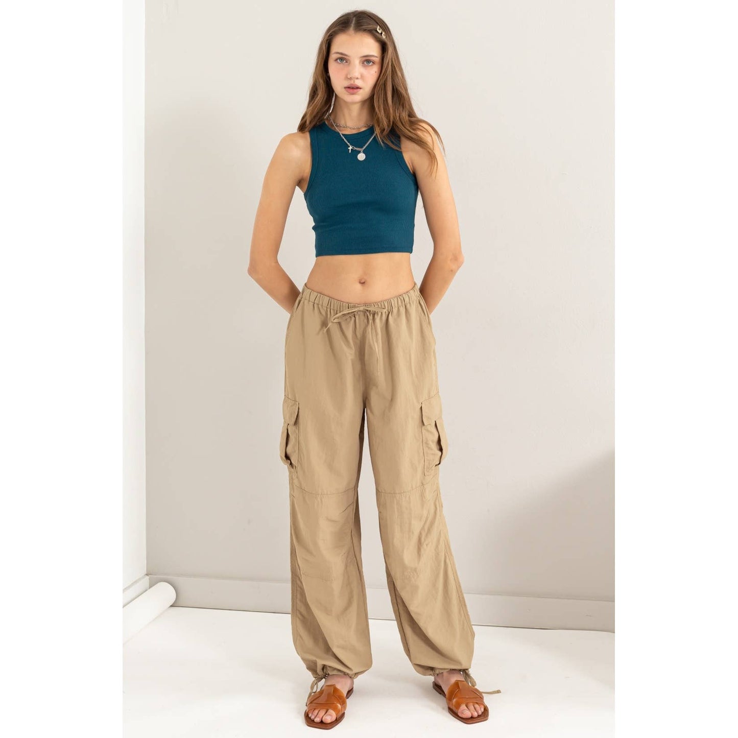 Ribbed Crop Tank: DARK TEAL