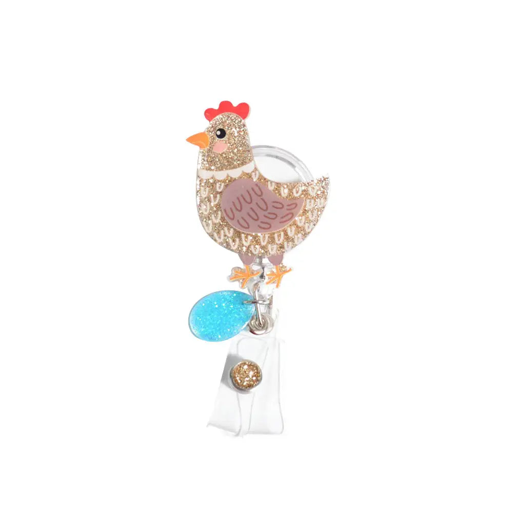 Glitterific Badge Holder- Chicken