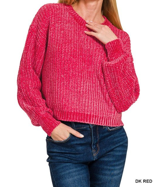 Chenille Cropped Sweater